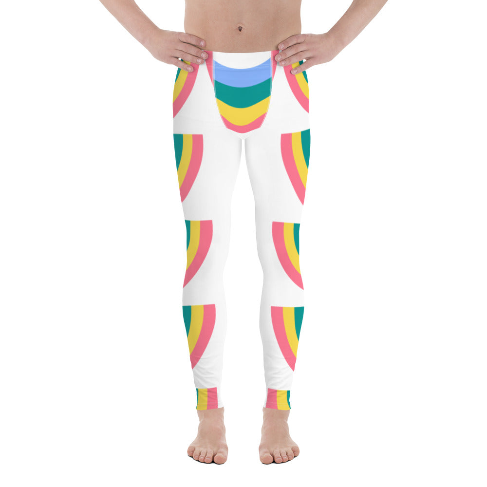 White Rainbow Gym Leggings Men - Gay Pride Workout Leggings